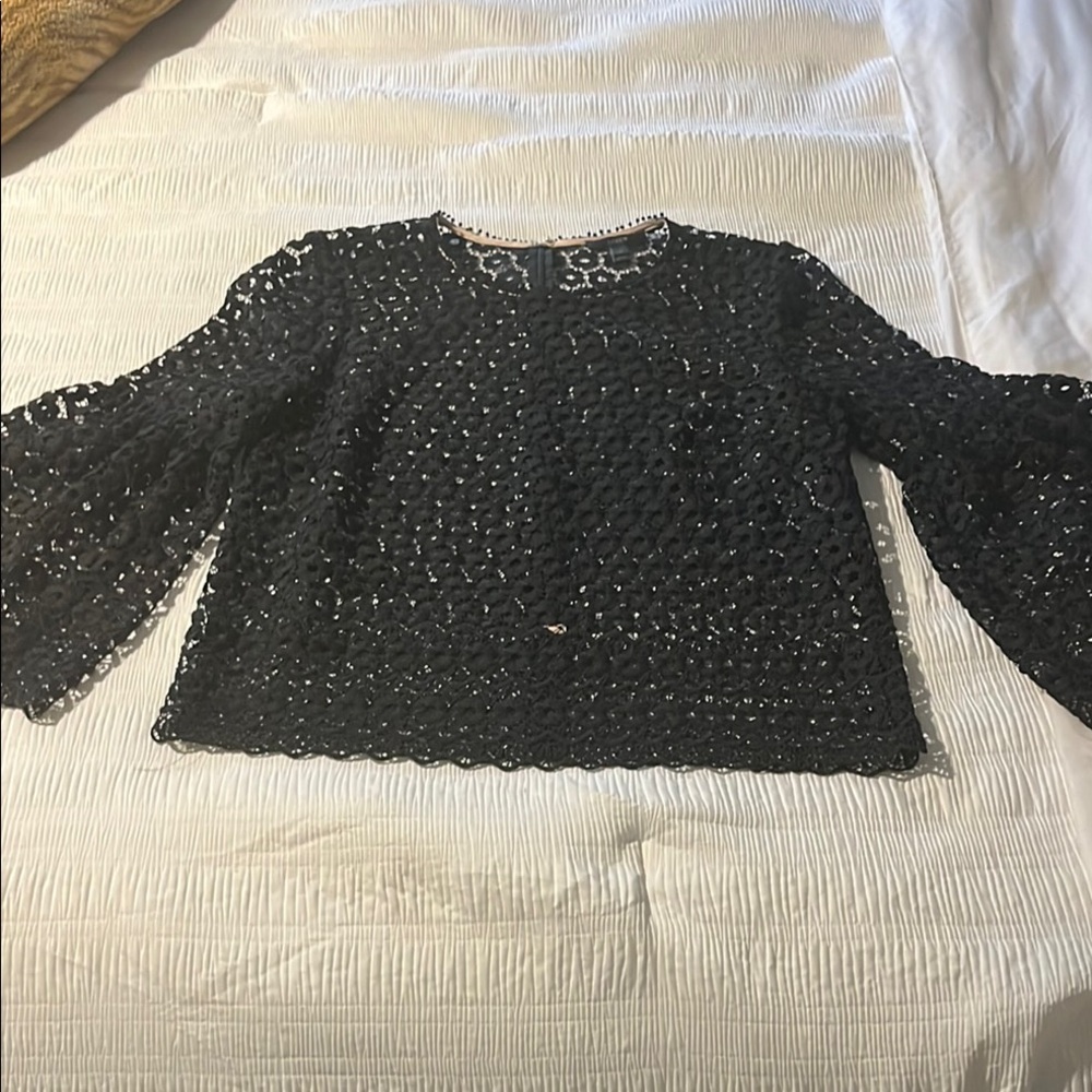 J. Crew Black Cropped Boxy Blouse